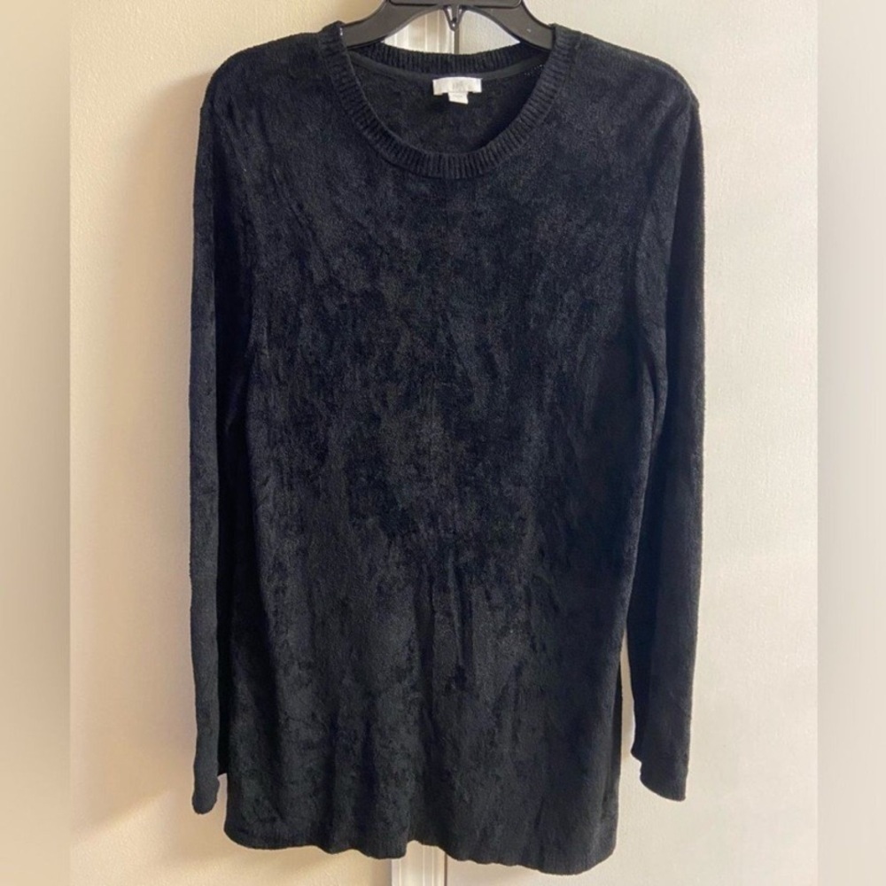 J Jill Chic Black Knit Sweater crewneck pullover Large
